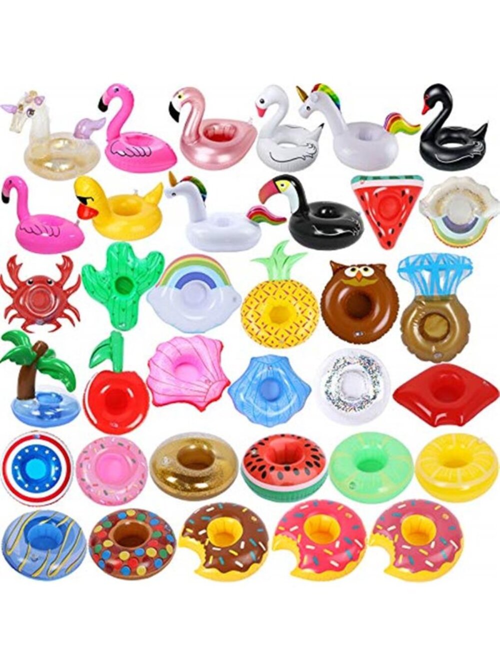 Inflatable Drink Holders 35 Pack Pool Party Floating Cup Holder Floaties Bulk